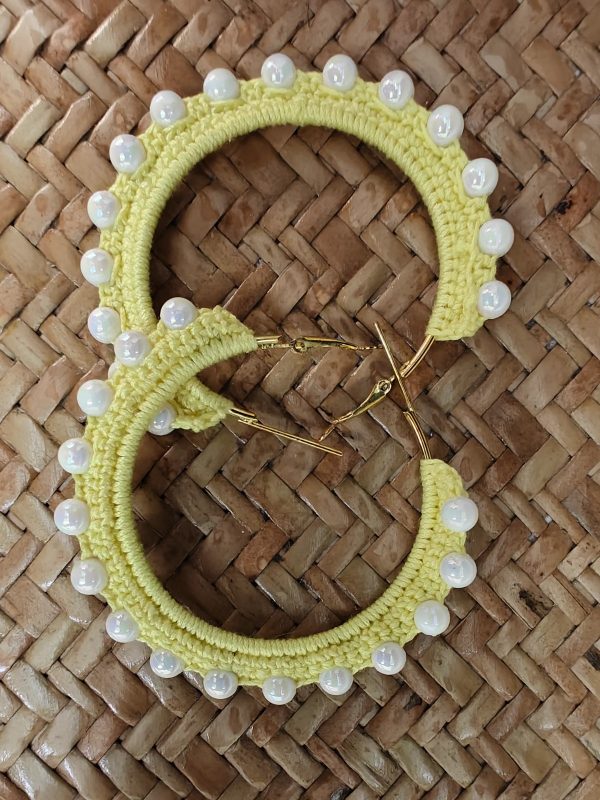Crochet pearl hoops