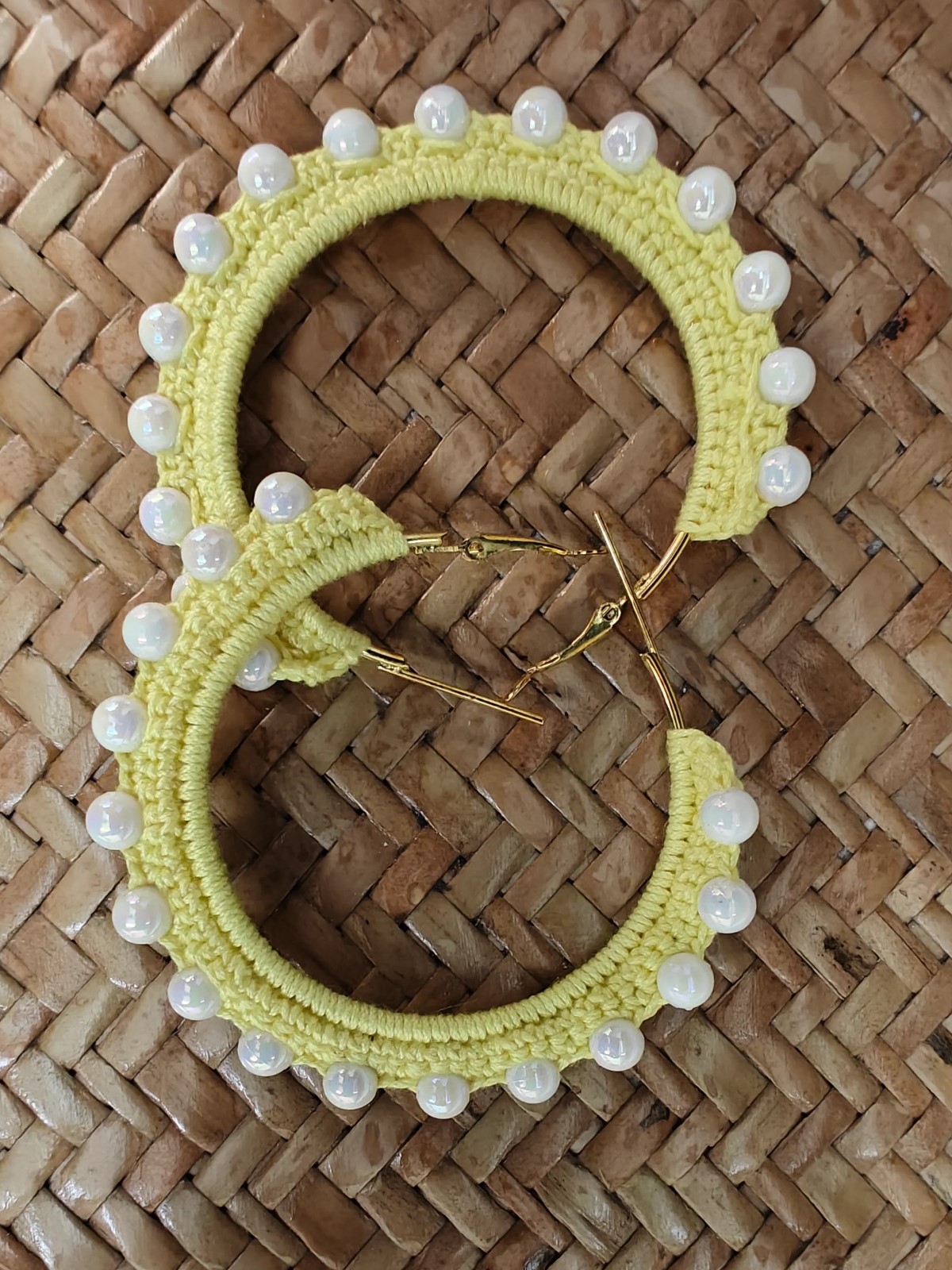 Crochet pearl hoops